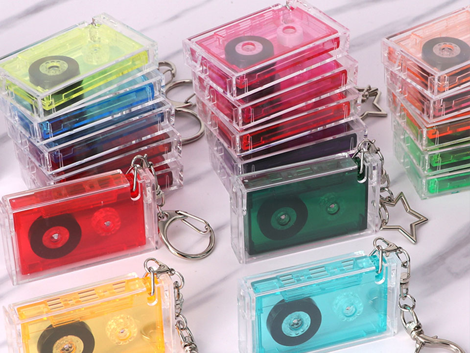 Mini Cassette Case Album Musical Keychain Case
