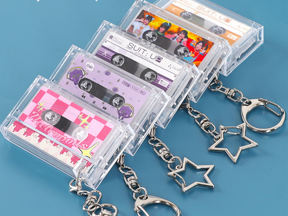 Mini Cassette Case Album Musical Keychain Case