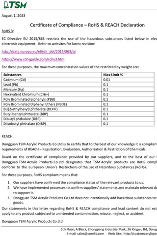 Reach and RoHS Declaration